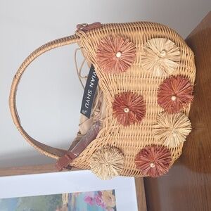 NWT Vivian Shyu Woven Bag with Textured Floral Accents